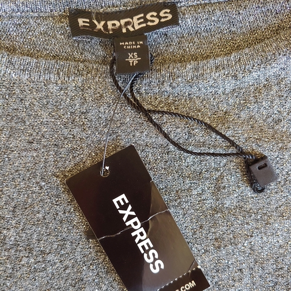 Express one long sleeve poncho knit top gray metallic silver size XS - Picture 2 of 6